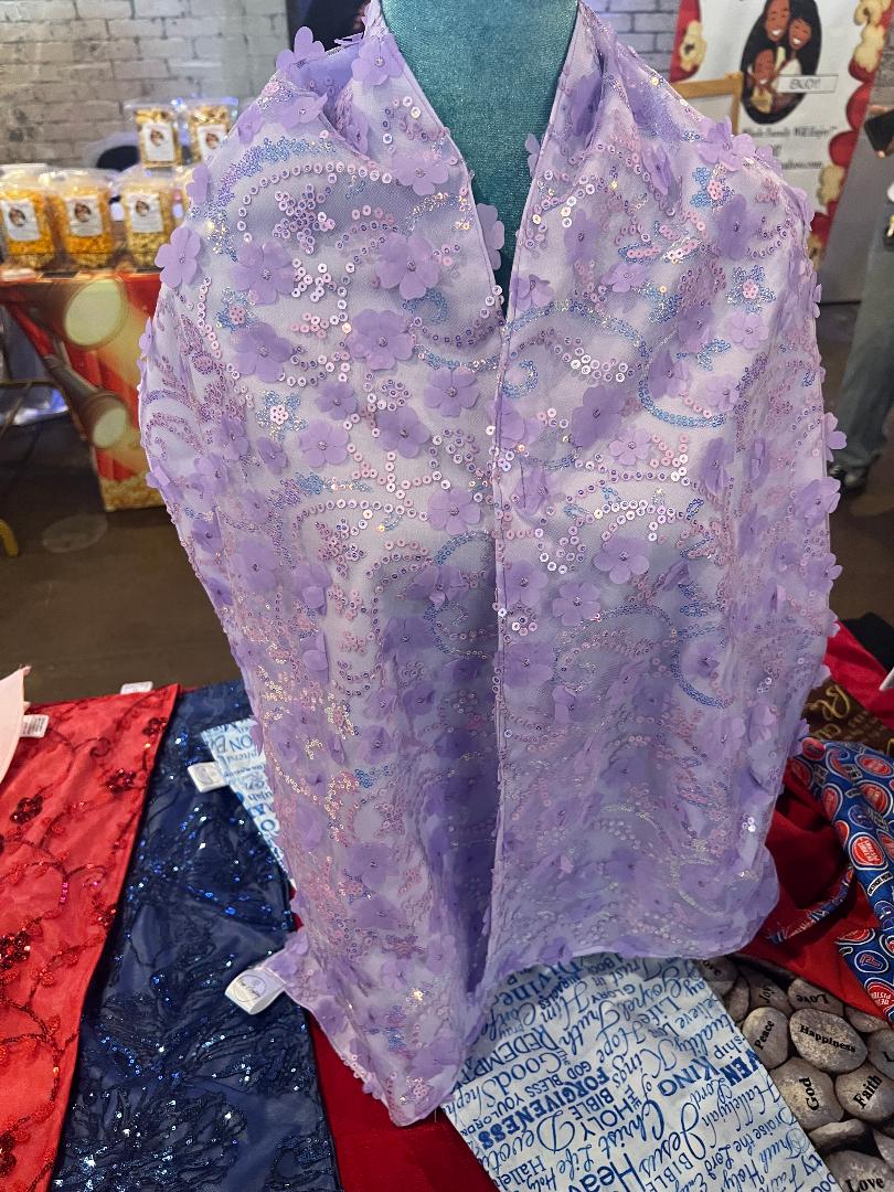 Custom Machine washable scarf-like FLOWER LAVENDER LACE
