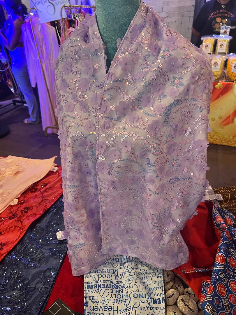 Custom Machine washable scarf-like FLOWER LAVENDER LACE