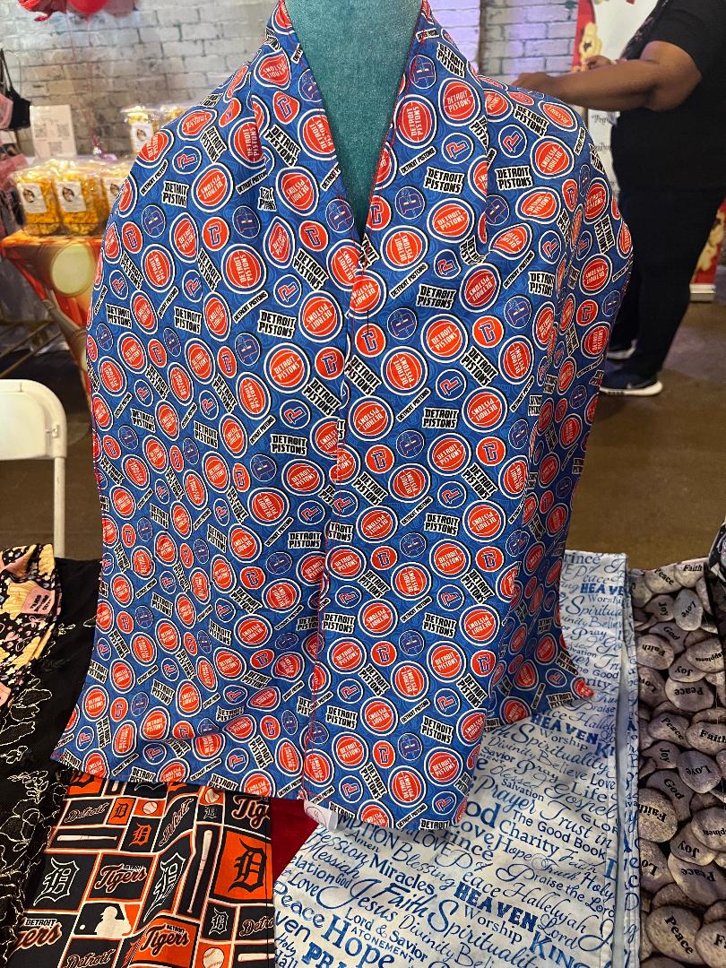 Custom, team pride Detroit Pistons basketball fabric!