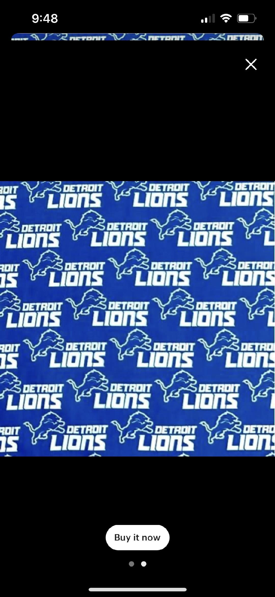 Custom, team pride NFL Football Detroit Lions on blue woven cotton fabric!